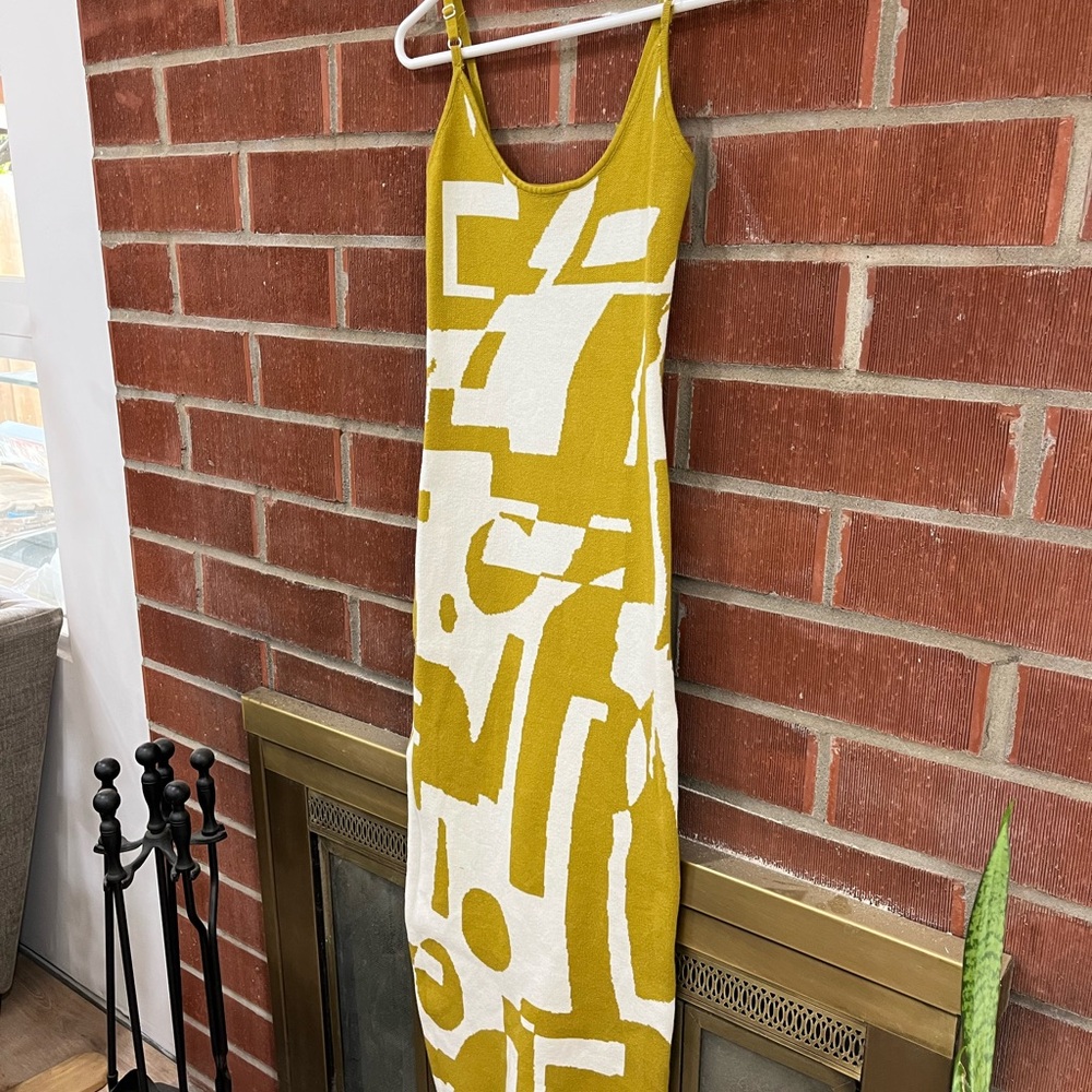 Stylish Yellow and White Women's Dress